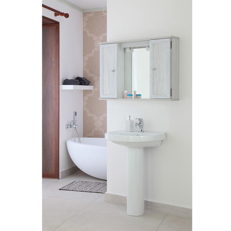 Specchiera 2 ante bianco shabby feridras Specchiera Bagno Contenitore Stile Shabby 2 Ante Bianco Feridras L.92xP.16xH.63