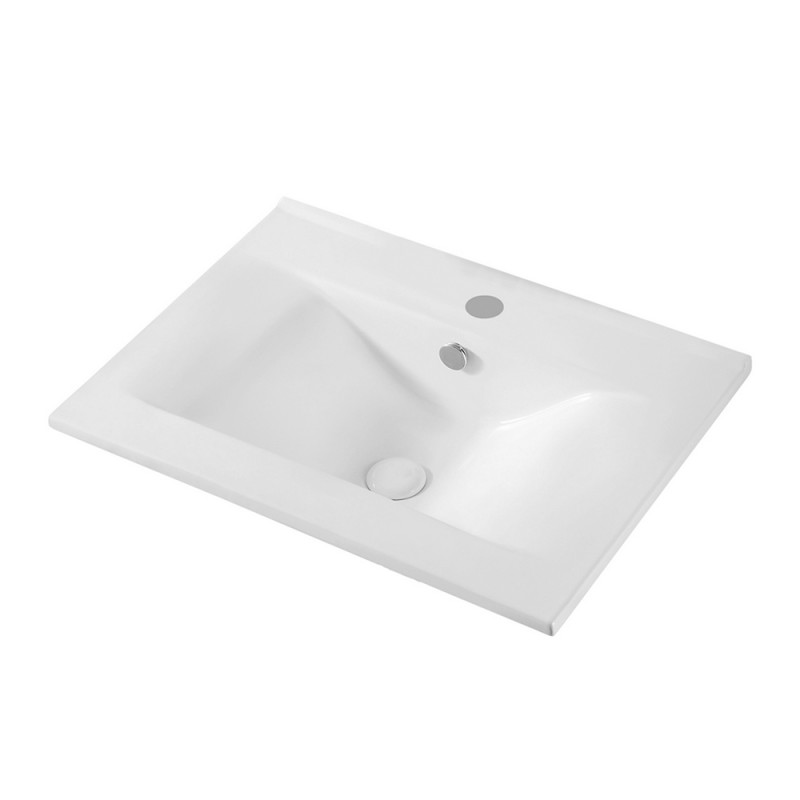 Lavabo da incasso soprapiano rettangolare 62x46 cm in ceramica lucida