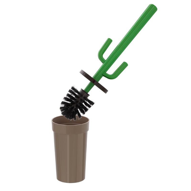 Scopino WC Cactus da appoggio tortora in plastica con setole nere