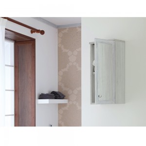 Pensile Bagno Stile Shabby Bianco Feridras L.33xP.21xH.68 AMLY Portasciugamani da Bagno Mensole Pensili in Legno Stile