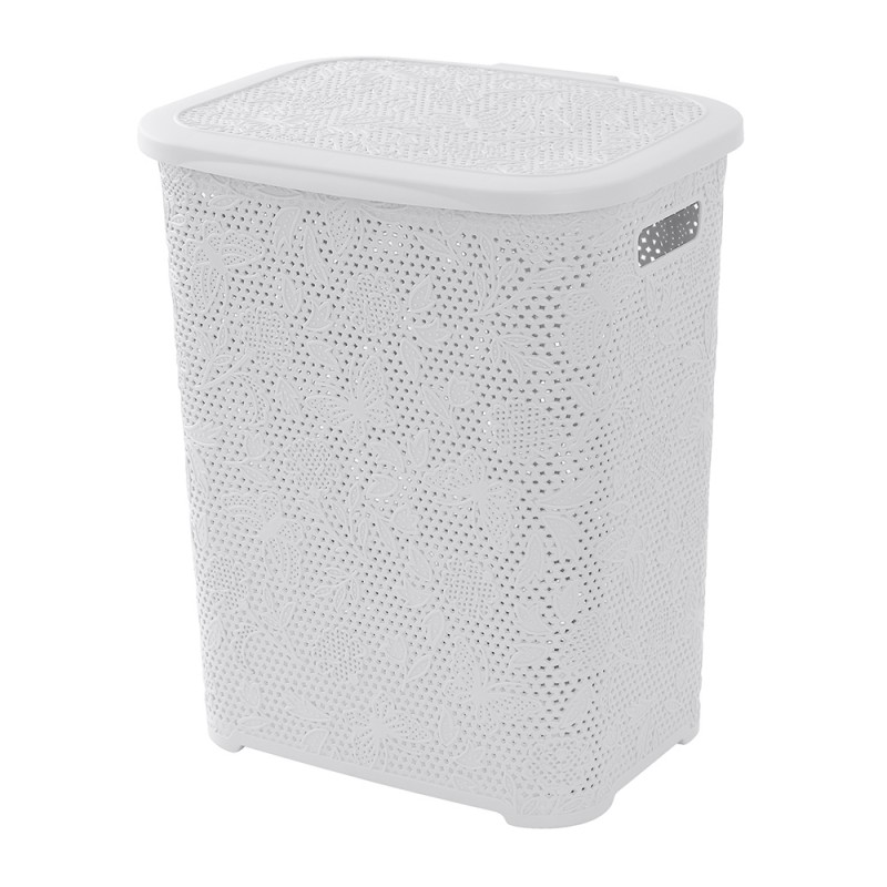 Portabiancheria salvaspazio in plastica bianca con capienza 50 lt Portabiancheria salvaspazio in plastica bianca con capienza 50 lt