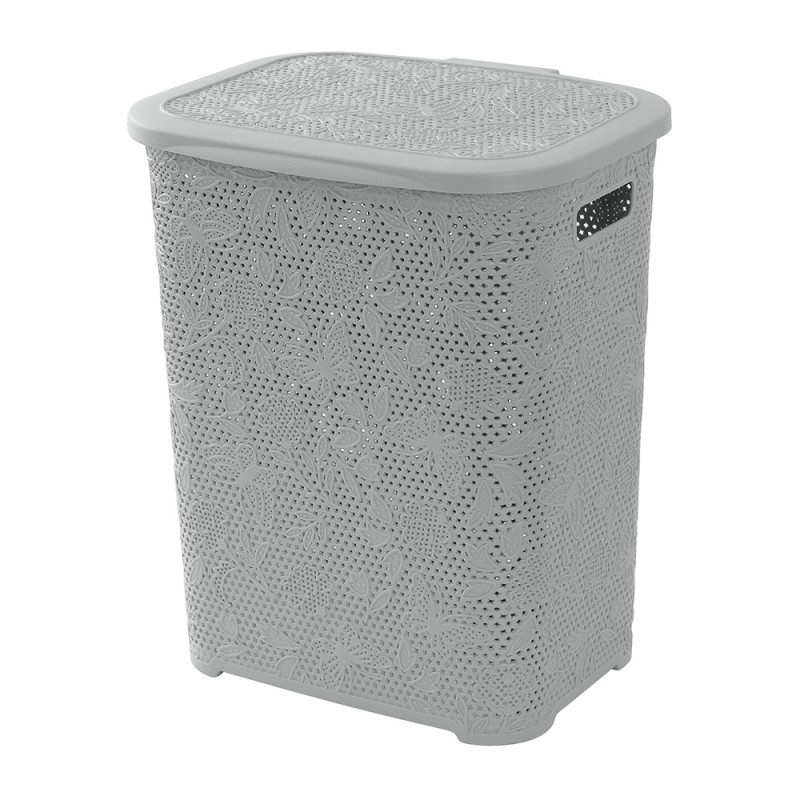 Portabiancheria salvaspazio in plastica grigia con capienza 50 lt Portabiancheria salvaspazio in plastica grigia con capienza 50 lt
