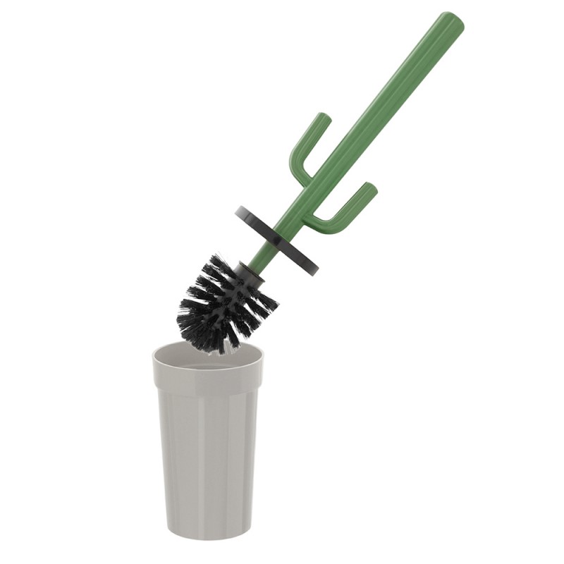 Scopino WC Cactus da appoggio grigio in plastica con setole nere