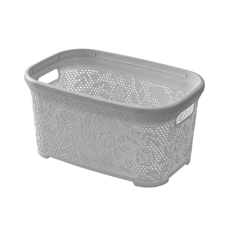 Cestino portabiancheria moderno in plastica grigia con capienza 27 lt Cestino portabiancheria moderno in plastica grigia con capienza 27 lt