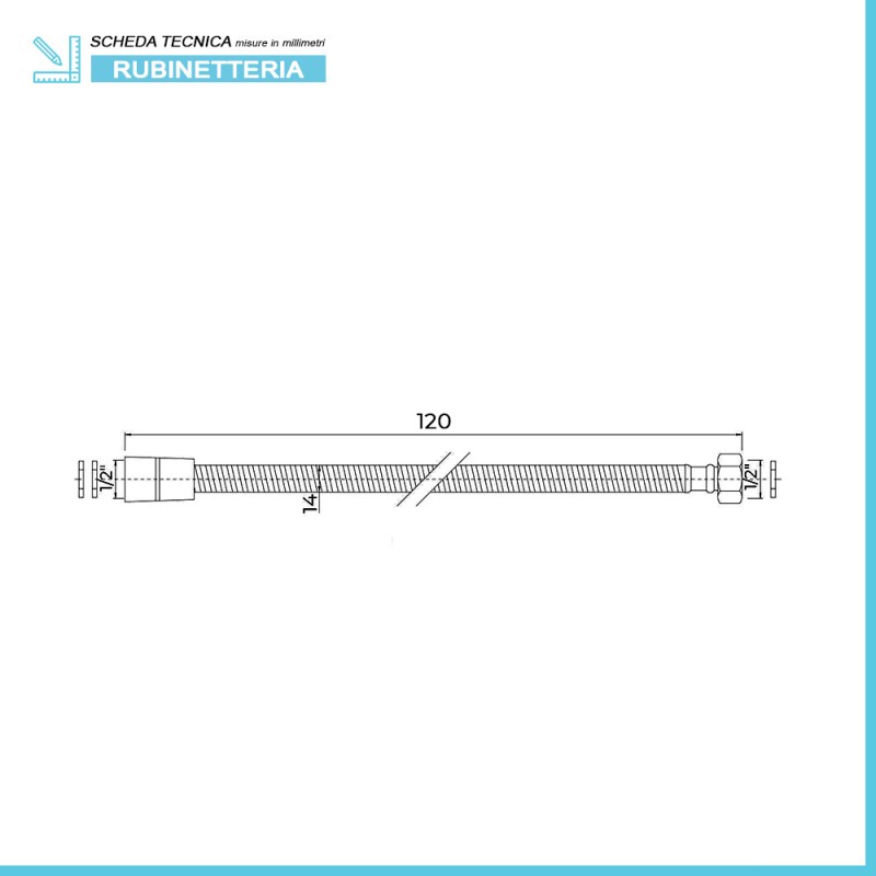 Tubo in Ottone Cromato da Esterno 30 cm 180 per Cassetta Alta