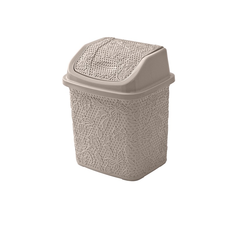 Pattumiera bagno in plastica tortora capienza 5,5 lt con coperchio basculante Pattumiera bagno in plastica tortora capienza 5,5 lt con coperchio basculante