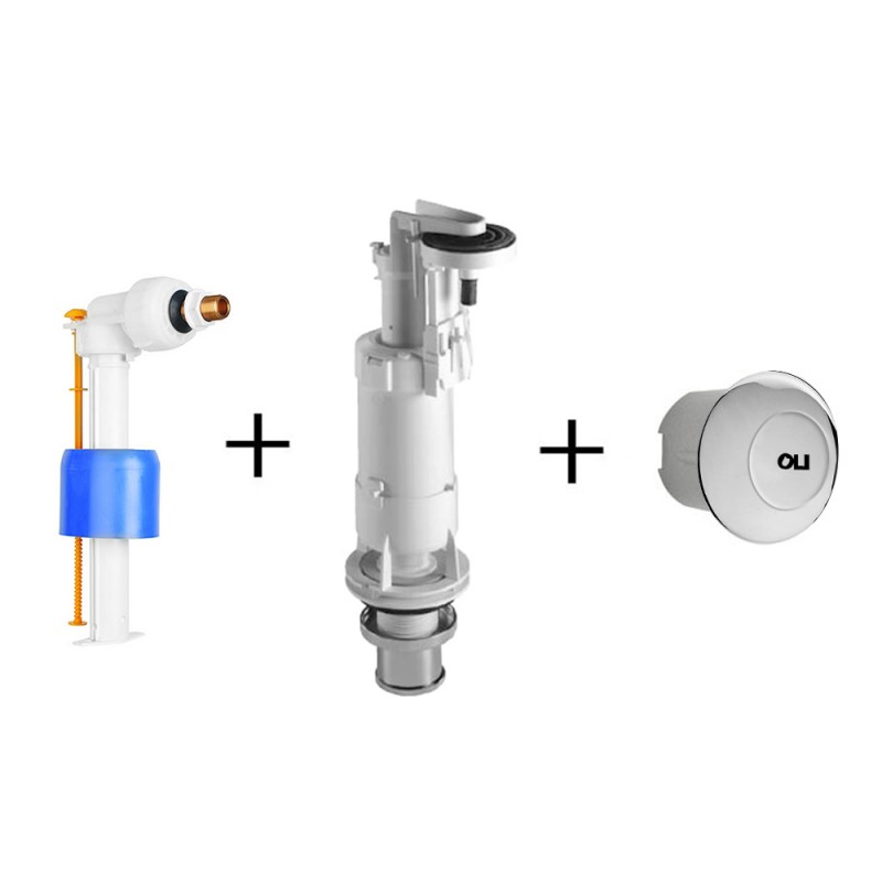 Batteria scarico wc completa Oli Deluxe per cassetta alta con tasto cromato