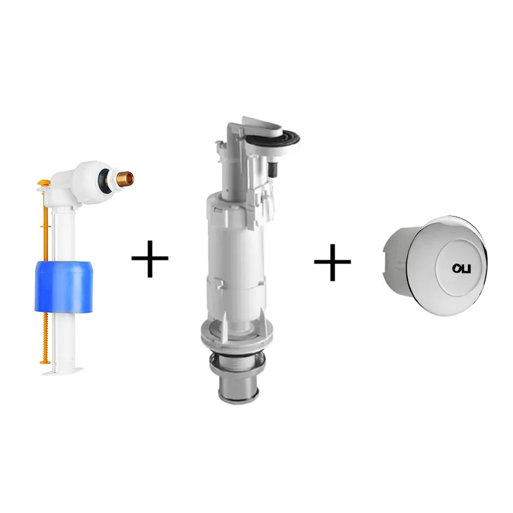 Image of Batteria scarico wc completa Oli Deluxe per cassetta alta con tasto cromato