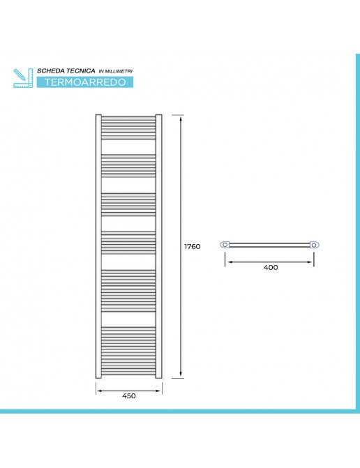 Scaldasalviette Cromato 180x45 Cm - Interasse 40 Cm, Potenza 588W - Con Accessori Inclusi - Foto 11