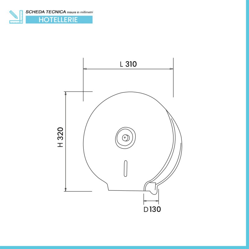 Dispenser Carta Igienica Grande Rotolo 400 MT In Acciaio Inox – Mandrino Rettangolare 55mm, Taglio Su 3 Lati, Chiusura A Chiave, Finestra Di Controllo