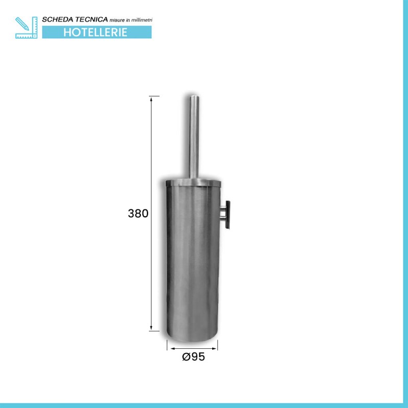 Portascopino Con Spazzolone Scopino Per Wc In Acciaio 26x10cm Accessori Bagno - Foto 3