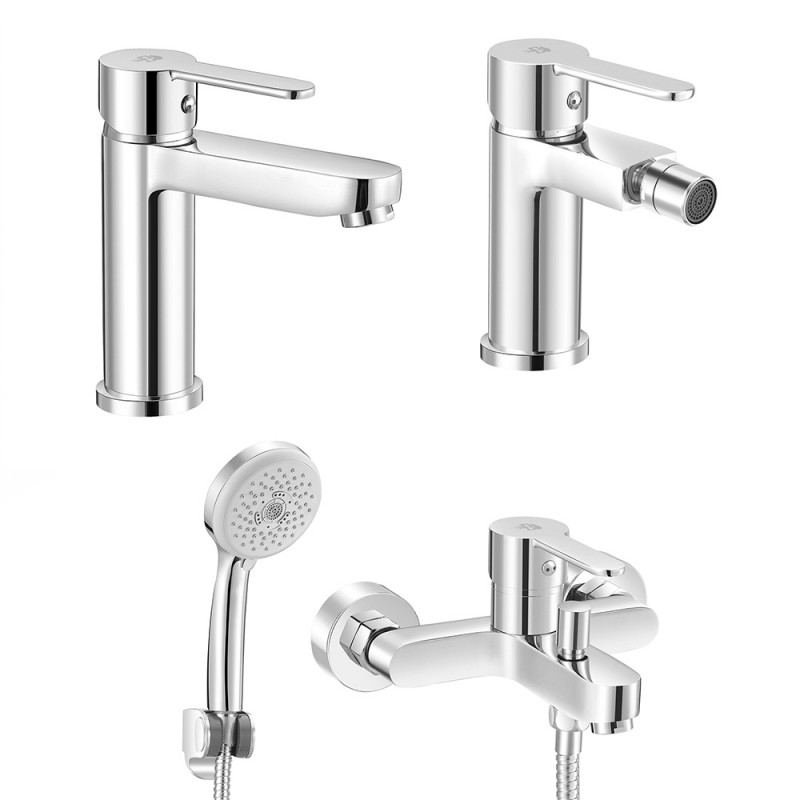 Set miscelatori lavabo bidet vasca con duplex Iole in ottone cromato