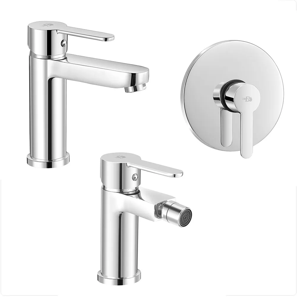 Image of Set miscelatori lavabo bidet e doccia incasso Iole cromati scarico incluso