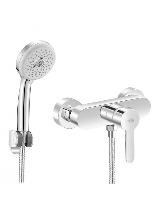 Kit doccino con presa acqua e supporto quadrato ottone satinato
