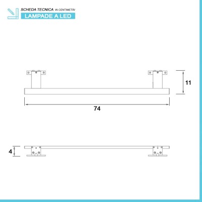 Scheda tecnica lampada a led per bagno 80 cm luce naturale 4000K in alluminio cromo