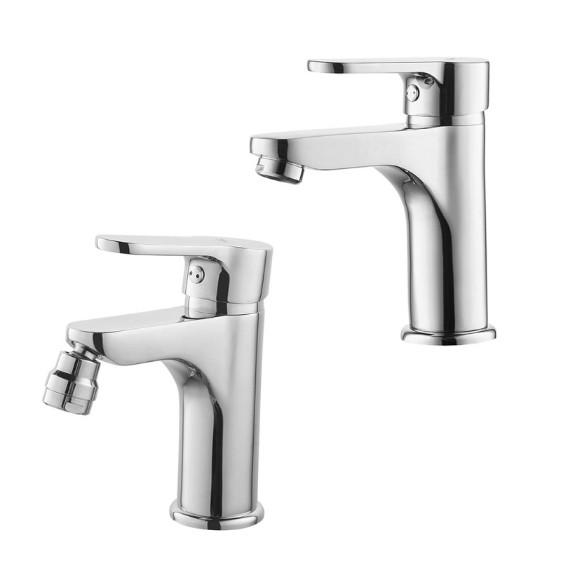 Set rubinetti lavabo e bidet cromati Paco piletta inclusa