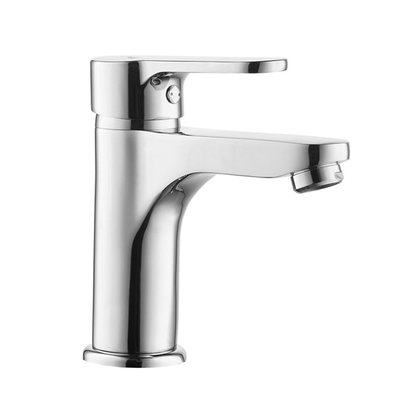 Set Rubinetti Bagno In Ottone Cromato Lotus: Miscelatore Lavabo A Bocca Lunga E Miscelatore Bidet, Con Piletta, Design Elegante