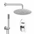 Set doccia completo tondo cromato Paco con soffione 20 cm e kit doccia incasso