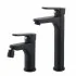 Coppia rubinetti bagno lavabo alto e bidet nero opaco serie Paco 