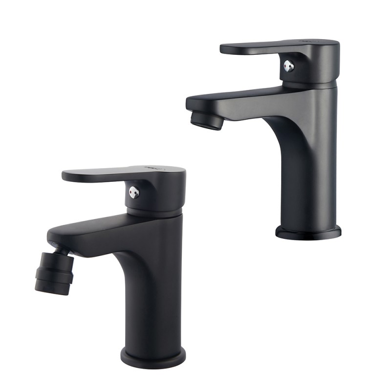 Coppia rubinetti bagno lavabo e bidet nero opaco serie Paco