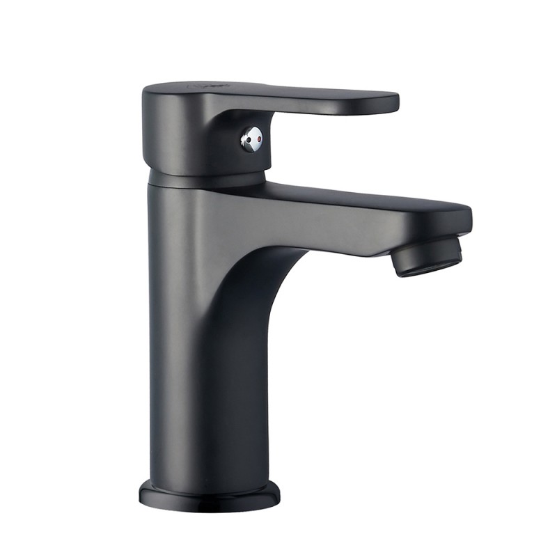 Miscelatore lavabo nero opaco in ottone serie Paco