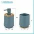 Set accessori dispenser e portaspazzolini d'appoggio in abs turchese cobalto Wave
