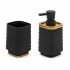 Set accessori bagno dispenser e portaspazzolini d'appoggio in abs nero Wave