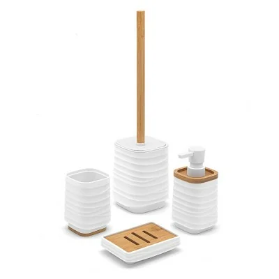 Avanti Linens Set Bagno 4 Pezzi Flamingo Paradise - Portasapone, Bicchiere, Dispenser E Portaspazzolino In Resina Tropicale