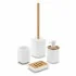Set accessori bagno dispenser e portaspazzolini d'appoggio in abs bianco Wave