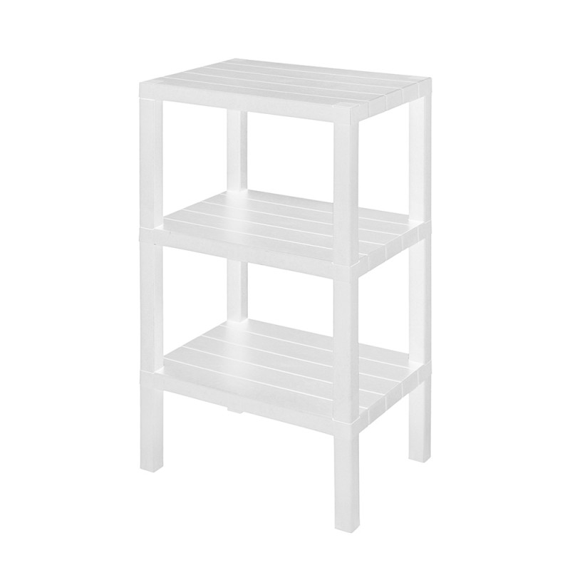 Scaffale bagno 3 ripiani bianco effetto legno in kit montaggio Buzz