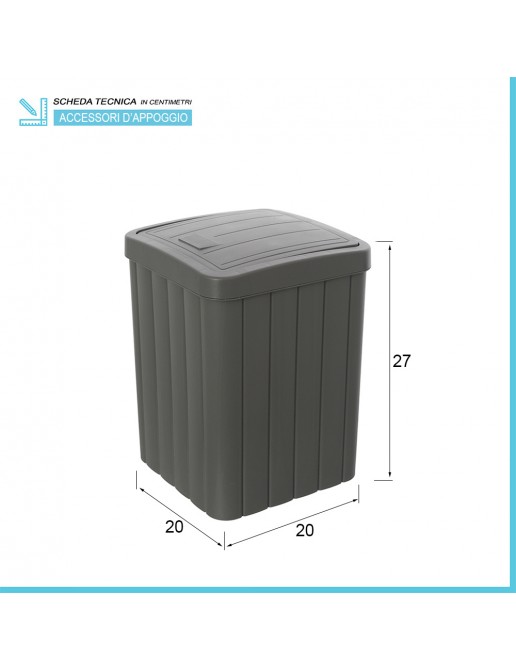 Pattumiera con Coperchio Basculante da Bagno Moderno Woody - Colore