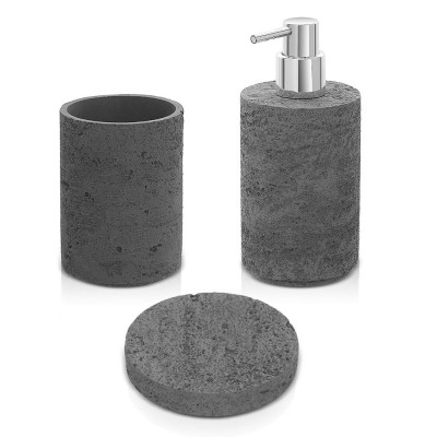 Set bagno pietra composto da dispenser porta sapone spazzolino acessori  bagno stone