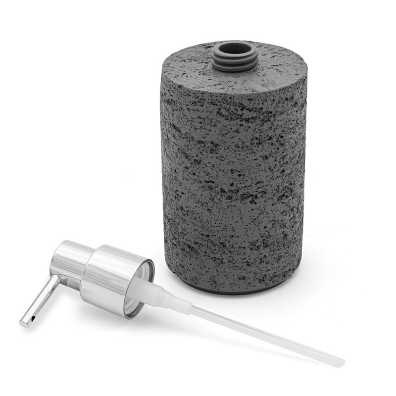 Dispenser sapone bagno in poliresina grigio sabbia effetto pietra Linea Sabbi