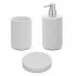 Accessori bagno in set da 3 pezzi bianco in resina effetto pietra Matera