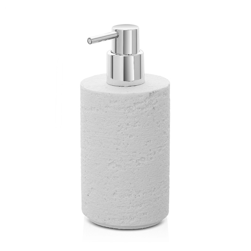 Dispenser sapone da appoggio bianco in resina effetto pietra Matera