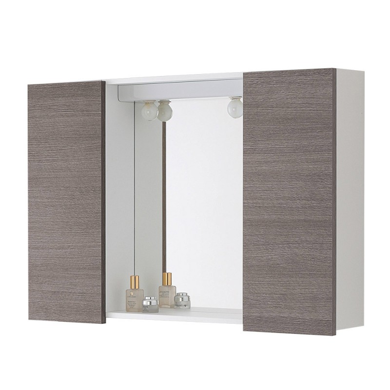 Specchiera contenitore bagno linea Way 2 ante 60x90 cm rovere scuro Specchiera contenitore bagno linea Way 2 ante 60x90 cm rovere scuro