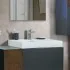 Mobile bagno sospeso 100 cm antracite e noce canaletto con lavabo e specchio Monza