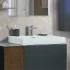 Mobile bagno sospeso 100 cm antracite e noce canaletto con lavabo e specchio led Monza