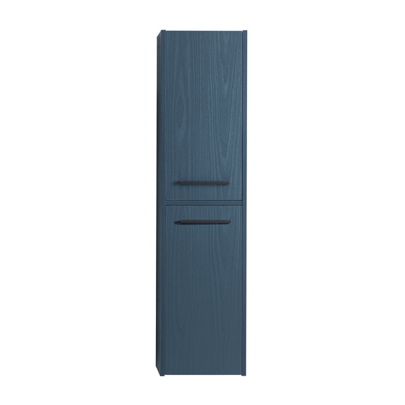 Colonna bagno sospesa 140 cm blu effetto legno 2 ante soft-close Sofia