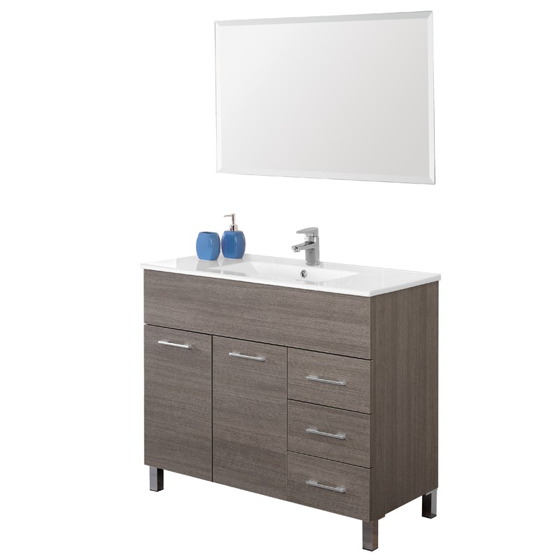 Mobile Bagno Rovere Scuro Con Specchio E Lavabo L.101 online feridras Mobile Bagno Rovere Scuro Con Specchio E Lavabo L.101