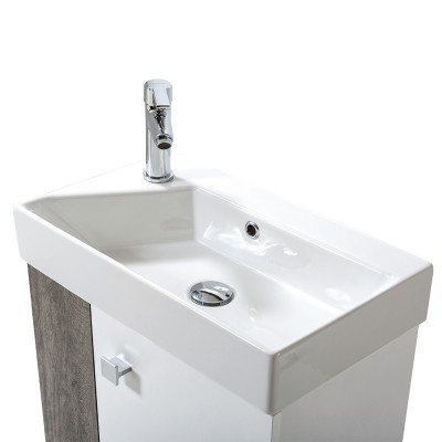 Mobile bagno sospeso salvaspazio 55 cm bianco lucido con specchio Strada