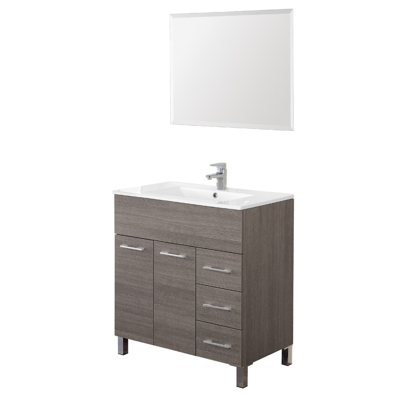 Mobile Bagno Rovere Scuro a semplicità Con Lavabo E Specchio L.81 Mobile Bagno Rovere Scuro a semplicità Con Lavabo E Specchio L.81