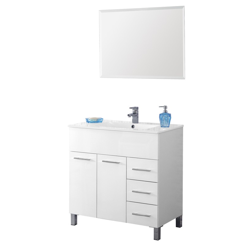 Mobile Bagno Bianco con Lavabo E Specchio L.81 Mobile Bagno Bianco con Lavabo E Specchio L.81