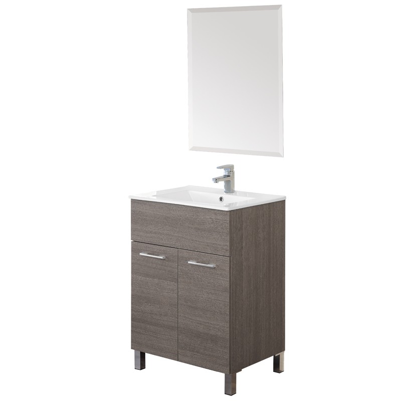 Mobile Bagno Rovere Scuro Con Lavabo E Specchio L.61 Mobile Bagno Rovere Scuro Con Lavabo E Specchio L.61