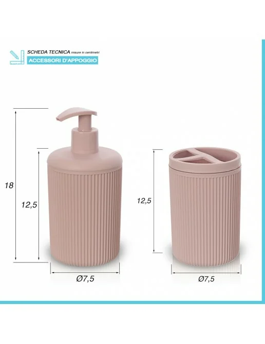 Set Accessori Bagno ADERTOS 5 Pezzi - Portaspazzolino, Dispenser Sapone In Bambù Bianco - Foto 5