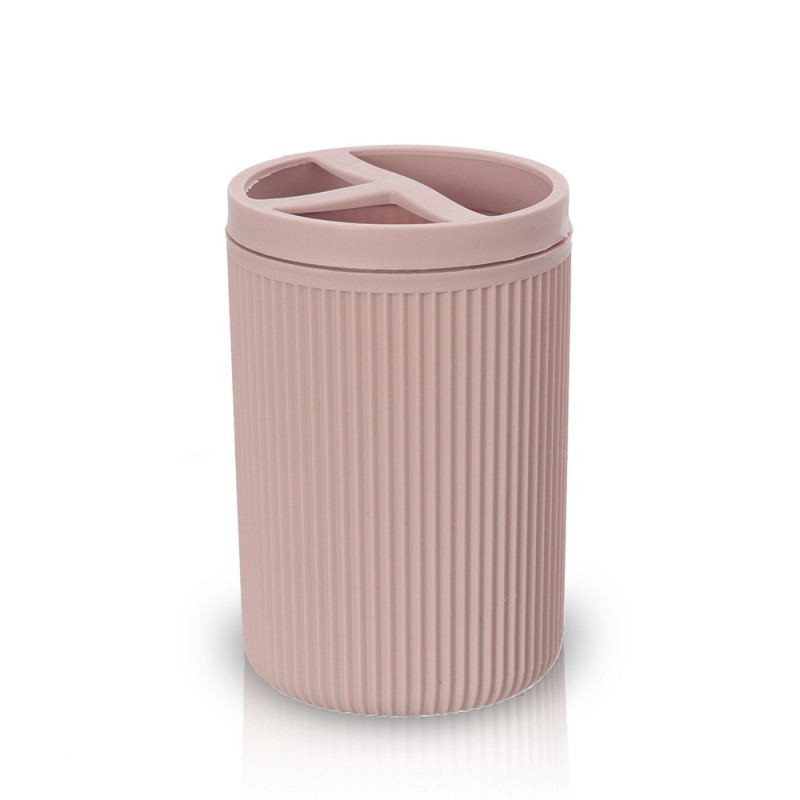 Porta spazzolini da appoggio rosa in plastica Ring