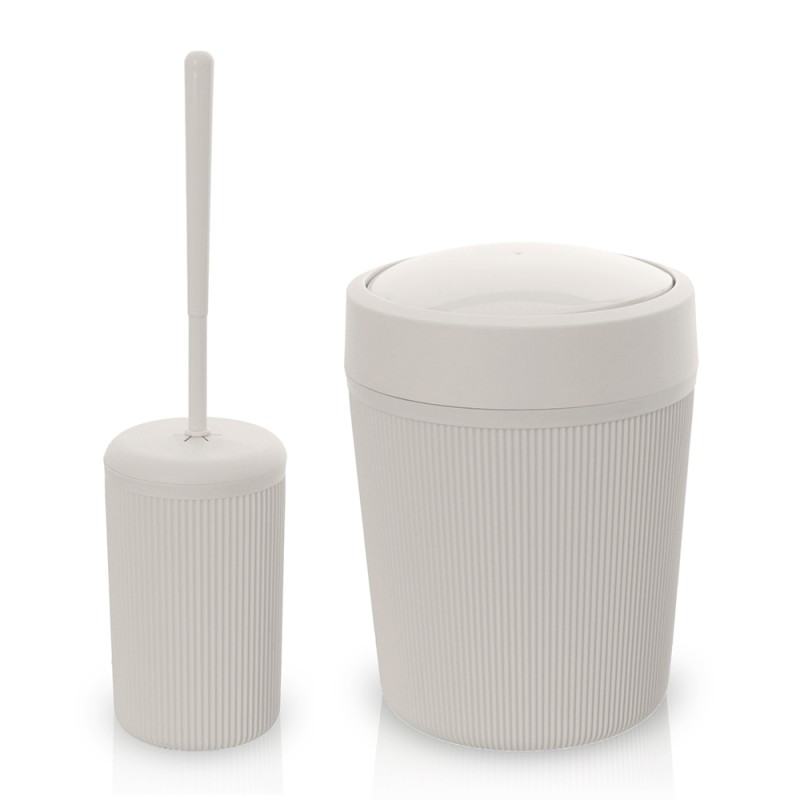 Set Bagno 14L: Pattumiera Estraibile Con Coperchio Silenzioso E Scopino WC