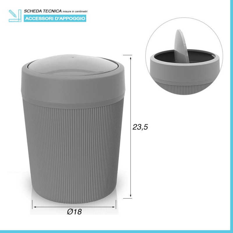 Zopnny Pattumiera Piccola 7 Litri Per Bagno O Camera - Plastica Nera Con Coperchio Basculante
