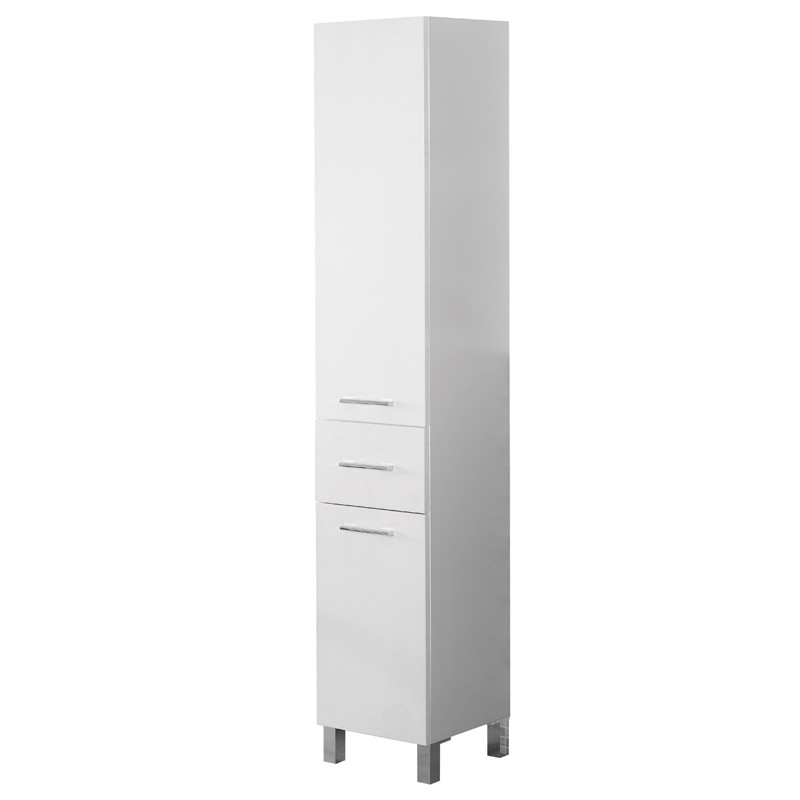 Colonna bagno portasciugamani bianca laccata feridras Colonna Bagno Bianco Lucido L.33 Con Due Scomparti E Cassetto