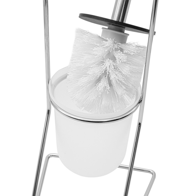 AOJEZOR Portarotolo Con Portascopino 2 In 1 - Colonna Per Bagno Autoportante In PVC, Bianco - Foto 5